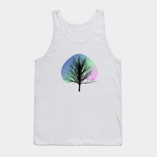 pink blue black tree line art Tank Top